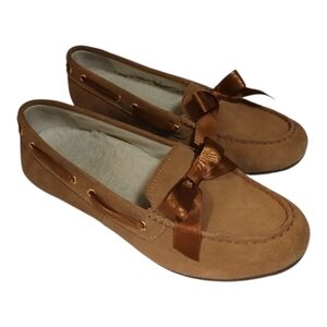 Vionic Women's Haven Alice Slipper Mocassin Tan Suede Size 8.5